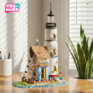 砖也孤岛灯塔建筑小颗粒积木成人高难度拼装玩具摆件送男孩礼物
