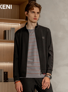 迪柯尼休闲运动风针织立领外套夹克男修身短款商场同款11329H1