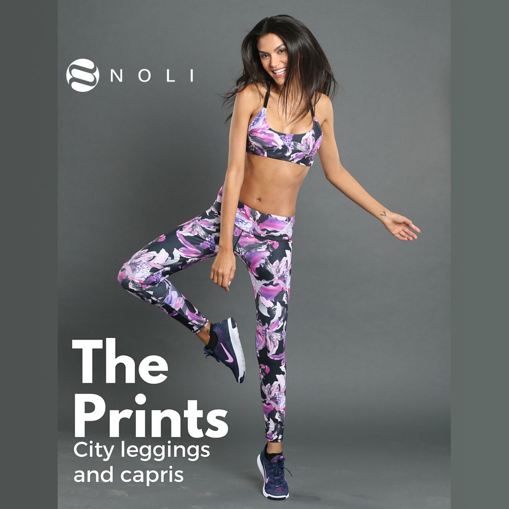 NOLI鸢尾花色瑜伽中裤|美国进口亲肤面料弹力紧身现货正品包邮