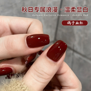 秋冬色系指甲油胶2024新款流行网红鸽子血红色棕红色美甲店专用