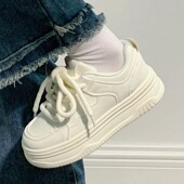 女春季 百搭鞋 子小众原创女鞋 奶fufu厚底小白鞋 休闲运动板鞋 女