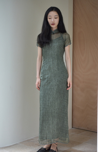 旗袍 国风复古文艺清冷感薄纱平裁长款 蛮丽楼｜皴 新中式