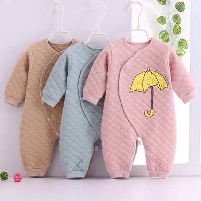 新生儿夹棉保暖爬服加厚连体哈衣