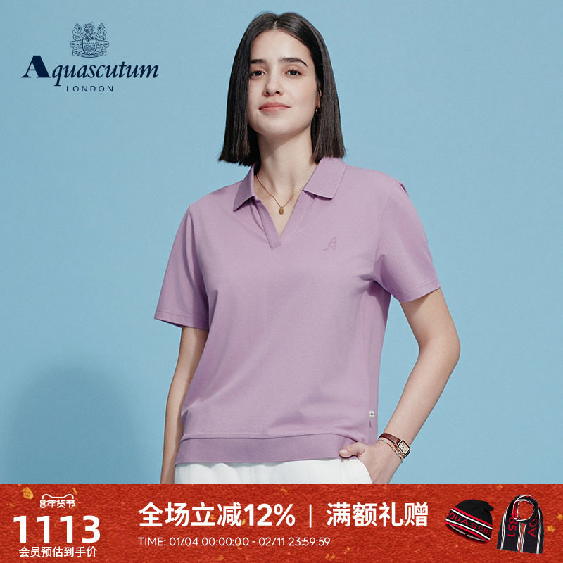 Aquascutum/雅格狮丹春夏新品女士翻领短袖T恤纯色印花polo衫气质,女装/女士精品,POLO衫,淘宝优惠券,粉丝福利购,淘宝优惠卷