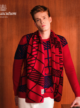 Aquascutum/雅格狮丹秋冬新品时尚男绵羊毛条纹针织衫Q5067EM131