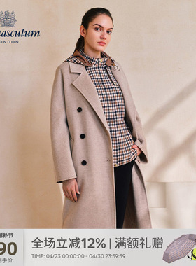 Aquascutum/雅格狮丹秋冬新品时尚双排扣毛呢大衣外套Q5001EL0A1