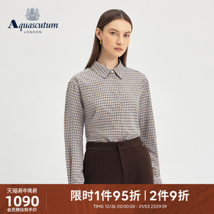 格纹衬衫 女士商务休闲通勤长袖 雅格狮丹2025秋冬新品 Aquascutum