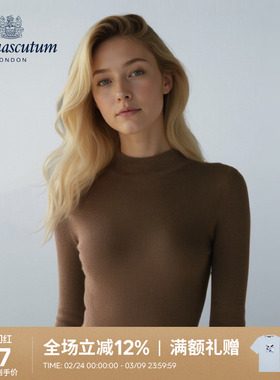 Aquascutum/雅格狮丹冬季新品时尚女修身绵羊毛针织衫Q5067EL0A1