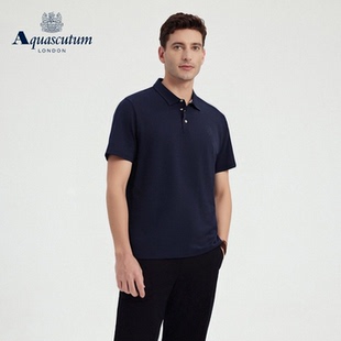 Aquascutum/雅格狮丹2026春夏新品男士商务休闲纯棉翻领短袖POLO
