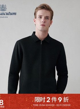 Aquascutum/雅格狮丹秋冬新品时尚男绵羊毛针织衫外套Q5067EM4A1