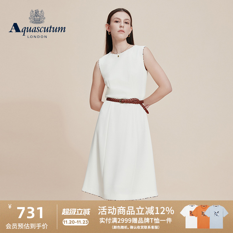 【雅格狮丹】休闲圆领无袖连衣裙