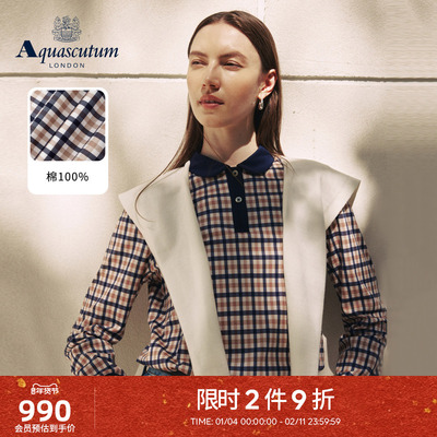 【100%棉】女英伦风长袖POLO