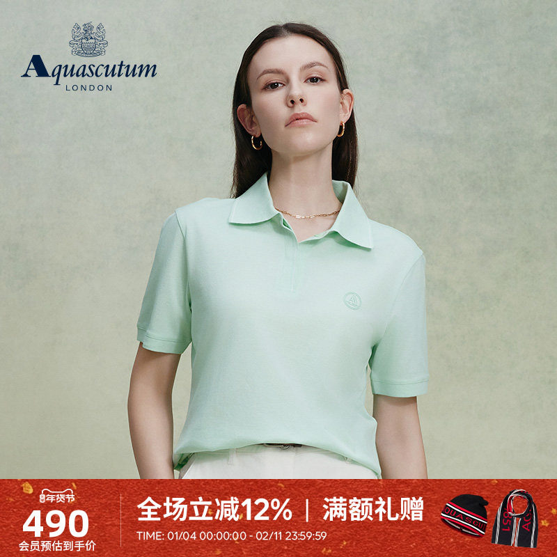 Aquascutum/雅格狮丹春夏新品女士纯棉翻领短袖T恤休闲POLO衫气质,女装/女士精品,POLO衫,淘宝优惠券,粉丝福利购,淘宝优惠卷