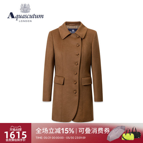 Aquascutum/雅格狮丹女士毛呢大衣中长款羊毛外套Q4850ML041