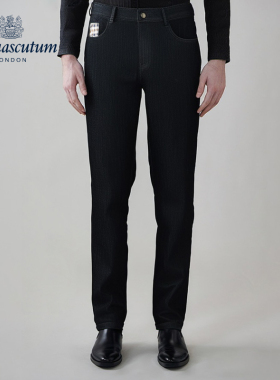 Aquascutum/雅格狮丹秋冬新品时尚男士休闲黑色牛仔裤Q5072EM011