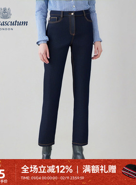 Aquascutum/雅格狮丹秋冬新品时尚女士修身弹力牛仔裤Q5072EL021