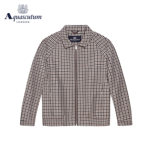 Aquascutum/雅格狮丹新品男保暖夹克外套翻领休闲格子Q4650EM021