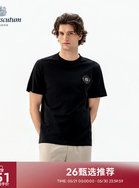 Aquascutum/雅格狮丹2026春夏新品男经典英伦175周年纯棉短袖T恤