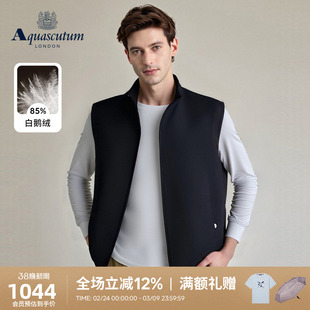 Aquascutum/雅格狮丹冬季新品男士休闲双面穿白鹅绒羽绒马甲通勤