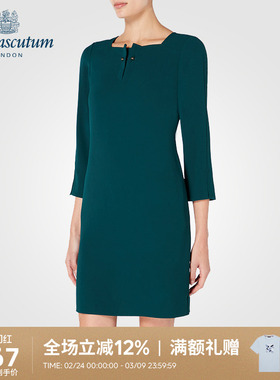 Aquascutum/雅格狮丹女士秋装中袖连衣裙气质七分袖Q3873EL011