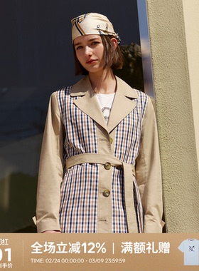 Aquascutum/雅格狮丹春夏新品女流行显瘦收腰外套风衣Q47I6EL011