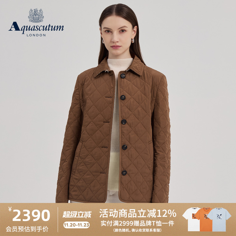 【雅格狮丹】女简约翻领棉服外套