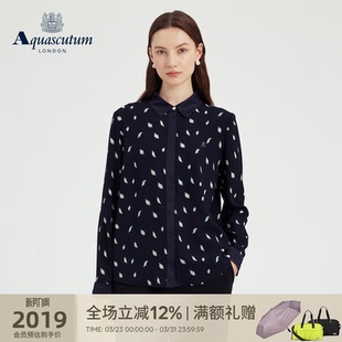 衬衫 Aquascutum 通勤羽毛印花长袖 女士气质时尚 雅格狮丹秋冬新品