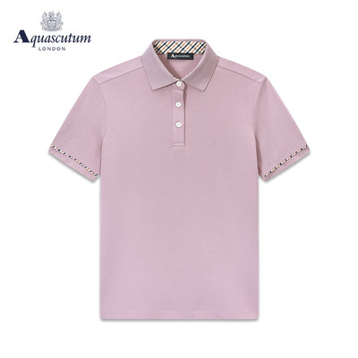 Aquascutum/雅格狮丹春夏新品格纹短袖女式POLO恤Q49H9EL021