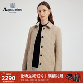 Aquascutum 雅格狮丹秋冬新品 女士简约休闲菱格翻领棉服外套气质