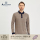 POLO衫 男商务休闲格纹翻领长袖 通勤 雅格狮丹秋冬新品 Aquascutum