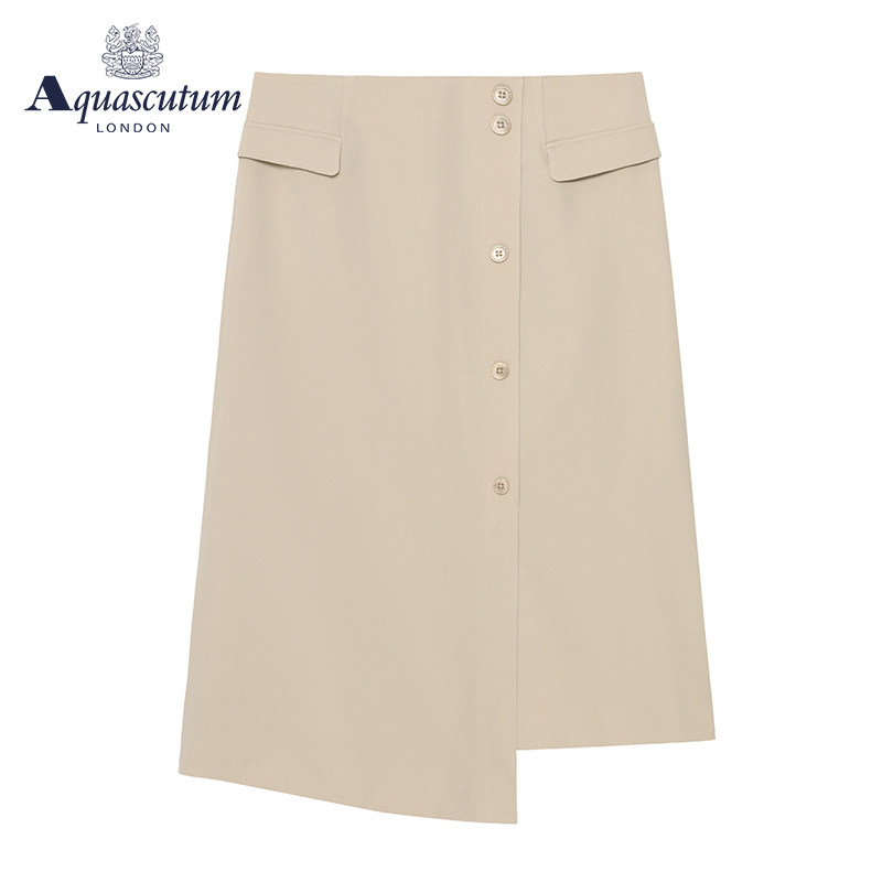 Aquascutum/雅格狮丹春夏新品女休闲纯色百搭直筒中裙Q4776EL011