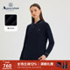 女简约纯棉格纹领商务长袖 Aquascutum 雅格狮丹秋冬新品 POLO气质