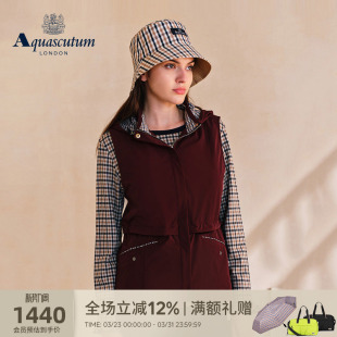 女可拆卸帽修身 时尚 马甲Q5047EL011 雅格狮丹秋冬新品 Aquascutum