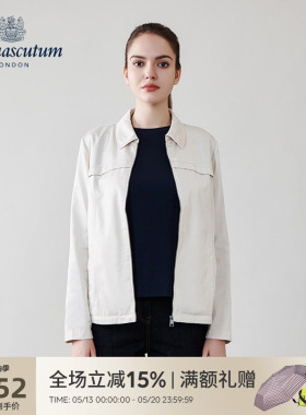 Aquascutum/雅格狮丹新品翻领女外套宽松休闲短外套Q4950EL011