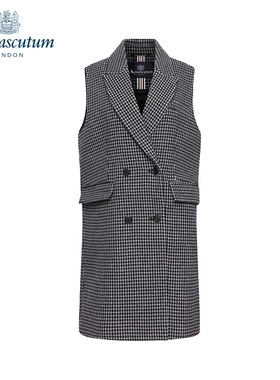 Aquascutum/雅格狮丹新品女式长款无袖v领子马甲背心Q4647EL011