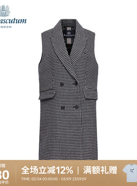 Aquascutum/雅格狮丹新品女式长款无袖v领子马甲背心Q4647EL011