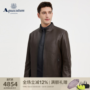 立领绵羊皮皮衣夹克外套通勤 男时尚 Aquascutum 雅格狮丹秋冬新品