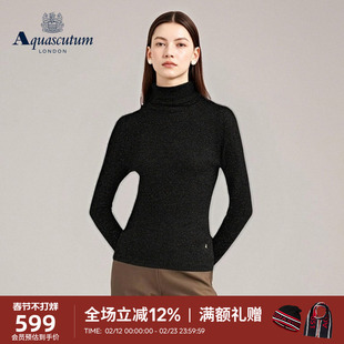 Aquascutum/雅格狮丹秋冬新品女士美利奴羊毛混纺毛衫针织衫气质