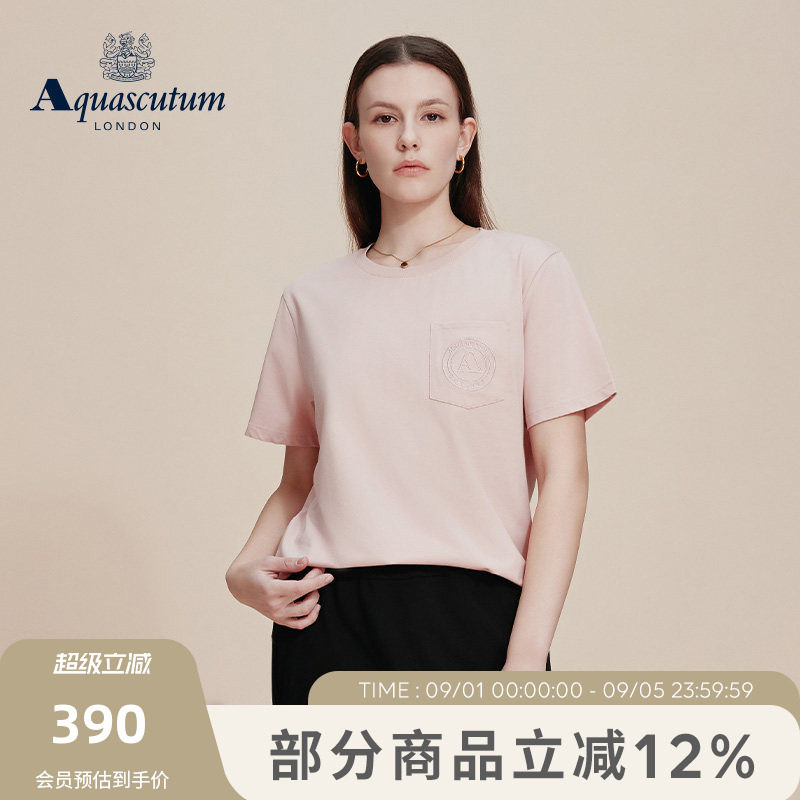 【雅格狮丹】女简约圆领短袖T恤图片