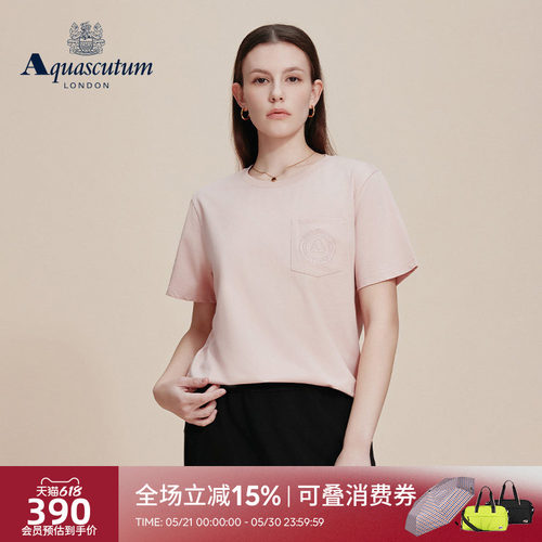 【雅格狮丹】女简约圆领短袖T恤