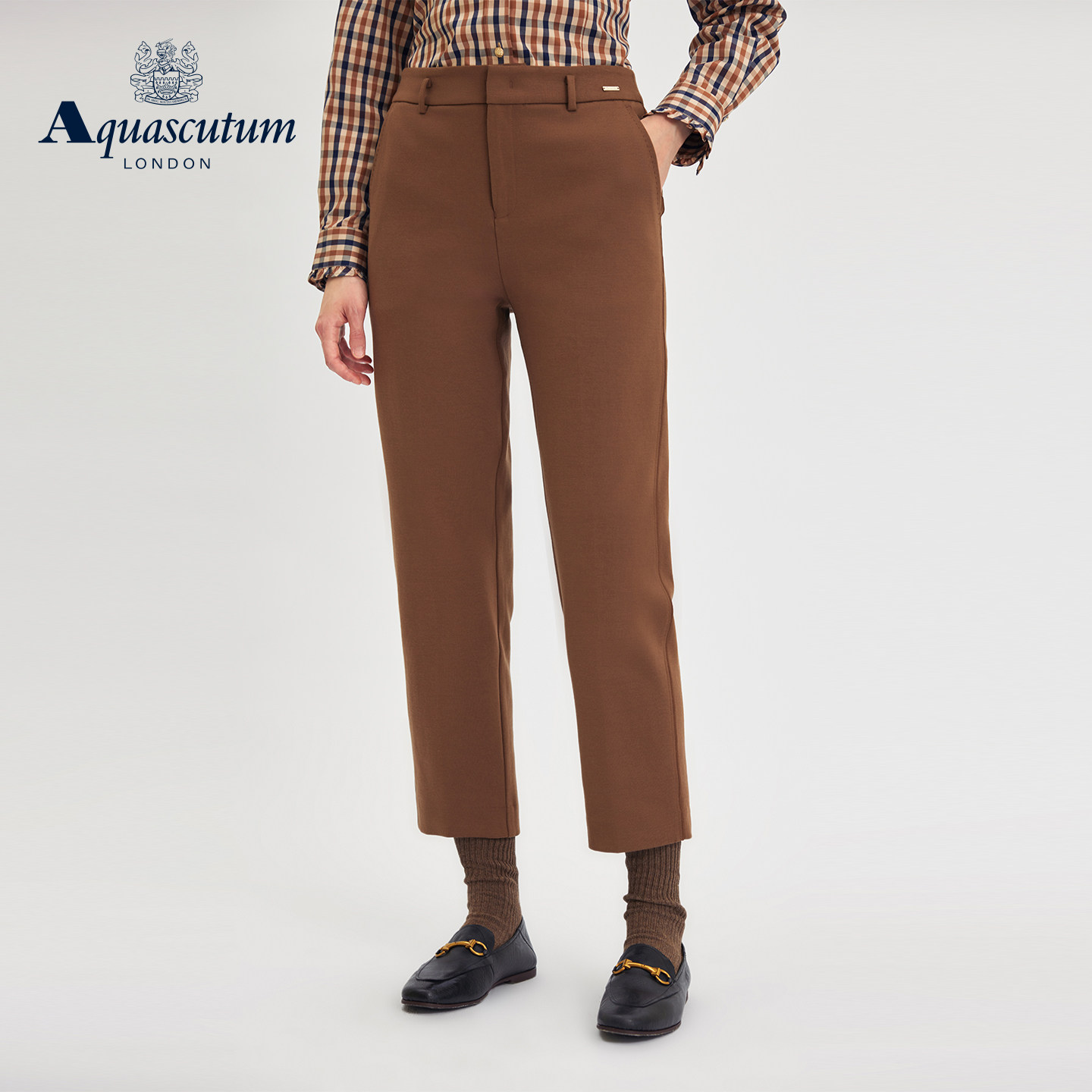 Aquascutum/雅格狮丹秋冬新品女士百搭休闲长裤9分裤锥形裤气质