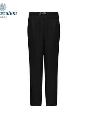 Aquascutum/雅格狮丹秋冬黑色装饰扣简约女式休闲裤Q4664EL021