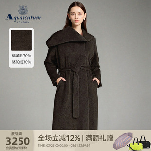 休闲骆驼绒毛呢大衣外套气质 女时尚 Aquascutum 雅格狮丹秋冬新品