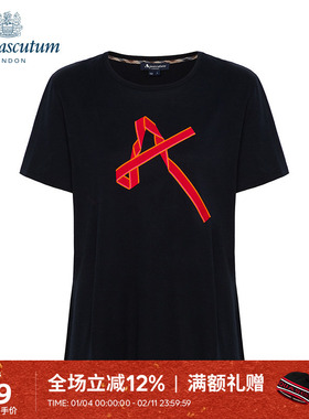 Aquascutum/雅格狮丹女士春夏纯棉圆领休闲短袖T恤Q3970EL041