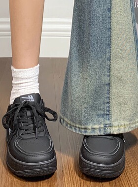 回力女鞋百搭厚底黑色板鞋女款2025秋季新款小白鞋子女休闲运动鞋