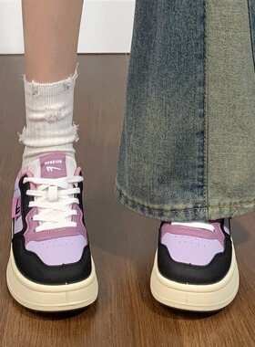回力女鞋2025春季新款紫色厚底百搭小白鞋小众chic运动休闲板鞋子