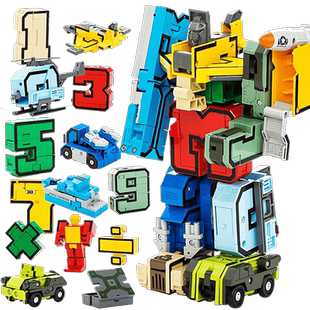 数字字母变形玩具合体益智机器人战队拼装儿童3男孩4金刚5套装6岁