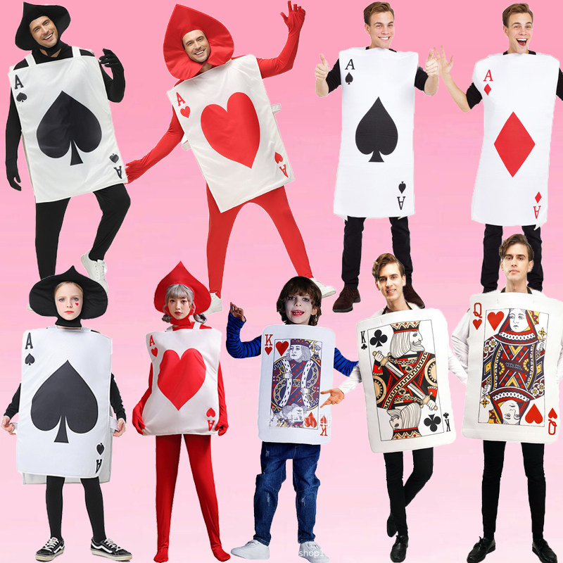 万圣节搞怪派对cos扑克服 红桃k方块黑桃a舞台角色扮演年会人偶服