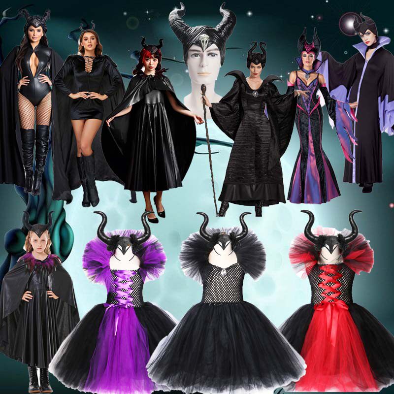 万圣节成人儿童沉睡魔咒黑魔王王后cosplay玛琳菲森黑魔后演出服