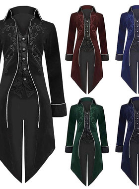 欧式宫廷复古演出服装男款朋克大衣燕尾服中世纪话剧王子大臣礼服